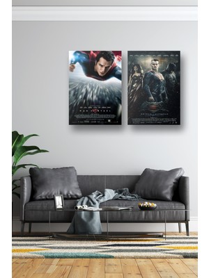 NOKEM 2li Set Man Of Steel Ve Batman V Superman Poster & Superman Batman Afişleri Poster Dcknkm1