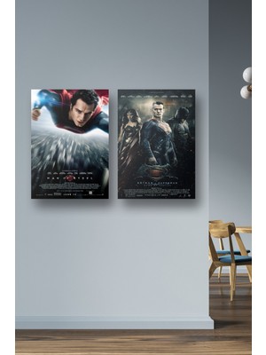 NOKEM 2li Set Man Of Steel Ve Batman V Superman Poster & Superman Batman Afişleri Poster Dcknkm1