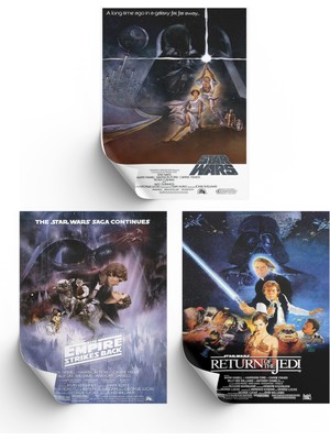 NOKEM 3lü Set Star Wars Posterleri & Star Wars Afişleri & Star Wars Üçleme Posterleri Swknkm1