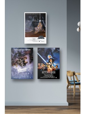 NOKEM 3lü Set Star Wars Posterleri & Star Wars Afişleri & Star Wars Üçleme Posterleri Swknkm1