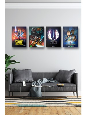 NOKEM 4lü Set Star Wars Posterleri & Setli Star Wars Afişleri Posterleri Swknkm1