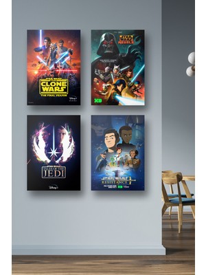 NOKEM 4lü Set Star Wars Posterleri & Setli Star Wars Afişleri Posterleri Swknkm1