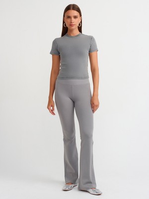 71054 Beli Fitilli Ispanyol Paça Pantalon-Gri