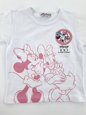 Bonboner Kids Kız Çocuk Şort Tişort Ikili Takım Minnie Mouse Baskılı Sırt ve Göğüs Baskılı