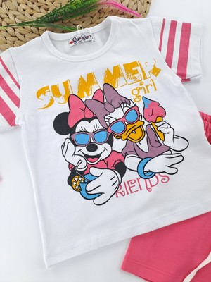 Bonboner Kids Kız Çocuk Şort Tişort Ikili Takım Minnie Mouse Baskılı Pembe Renk