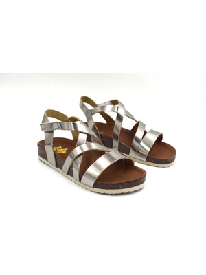 Prego (Mini Angel) Deri Günlük Çocuk Sandalet Platin