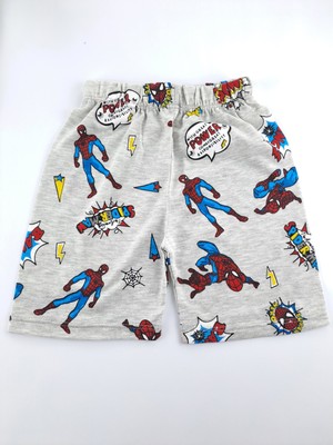 Bonboner Kids Kız Çocuk Yazlık Şortlu Pijama Takımı Gri Spiderman Baskılı