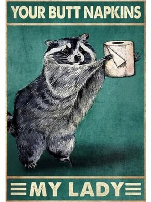 Jeronkarji Popo Peçetenizi Rakun Tablo Ahşap Poster Dekoratif