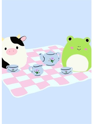 Jeronkarji Squishmallow Çay Partisi Tablo Ahşap Poster Dekoratif