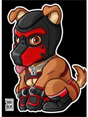 Jeronkarji Oyuncu Köpek - Kırmızı Maske - Bearzoo Serisi Tablo Ahşap Poster Dekoratif