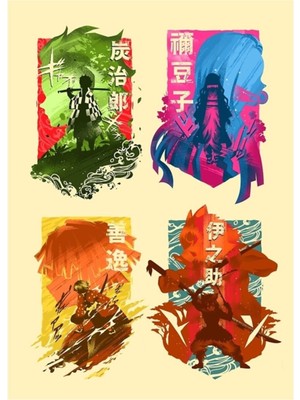Jeronkarji Demon Slayer Kombo Tablo Ahşap Poster Dekoratif