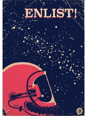 Jeronkarji Askere Alın! Eski Uzay Afişi Tablo Ahşap Poster Dekoratif