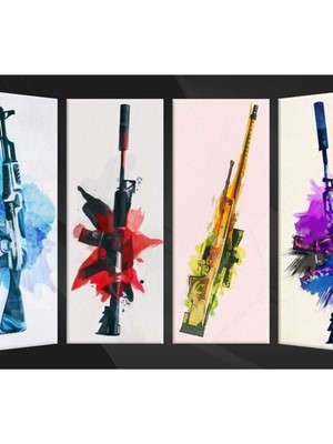 Jeronkarji Cs:go Suluboya Silahlar V2 Tablo Ahşap Poster Dekoratif