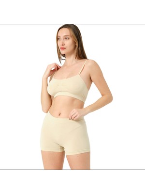 Dantel Fit Dikişsiz Şort ve Bralet Takımı