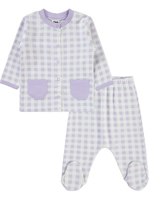 Civil Baby Kız Bebek Pijama Takımı 1-6 Ay Lila