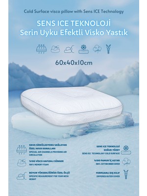 Viscotex Sens Ice Teknoloji Serin Uyku Efektli Visco Yastık Medium 60X40X13 cm