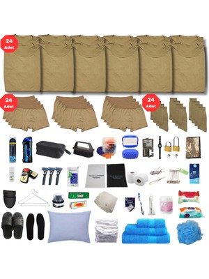 Asker Yeşili 24'lü Her Şey Dahil Bedelli Askerlik Seti - Haki Fanila, Boxer, Çorap, 45 Parça Askeri Malzeme 2024