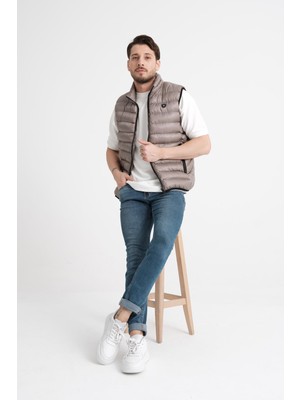 Erkek Polyester Elyas Koyu Gri Kapitone Yelek - 1004