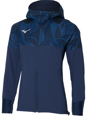 Mizuno Paris Athlete Hooded Jacket Kadın Yağmurluk Lacivert