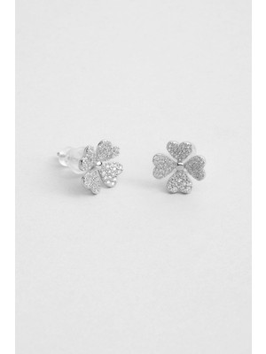 So CHIC Müge Çiçeği 18 Ayar Beyaz Altın Kaplama Gümüş Minimal Küpe