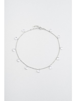 So CHIC Işıltılı Kalp 18 Ayar Beyaz Altın Kaplama 25 cm Gümüş Hal Hal