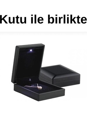 DMR Accessoire Işıklı Kutuda Işıltılı Çember Daire Kolye