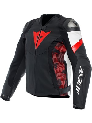 Dainese Avro 5 Blk Red Lava White Deri Mont 46 Renkli Malzeme ile Motosiklet Sürüşü İçin Özel Tasarım