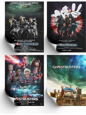 NOKEM 4lü Set Ghostbusters Posterleri & Setli Hayalet Avcıları Posterleri & Film Posterleri Dfknkm1