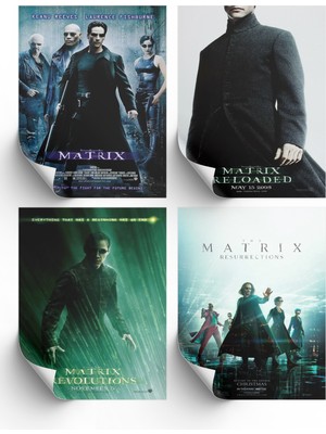 NOKEM 4lü Set The Matrix Posterleri & Matrix Posterleri & Matrix Afişleri & Film Posterleri Dfknkm1