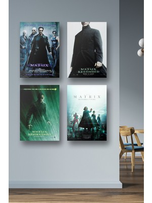 NOKEM 4lü Set The Matrix Posterleri & Matrix Posterleri & Matrix Afişleri & Film Posterleri Dfknkm1