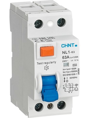 Chint Nl1 Serisi Ac Tipi 6ka 2 Kutuplu 30MA 25A Ka