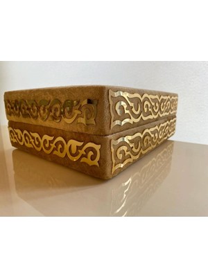 Kadife Kaplı Sandıklı Kuranı Kerim Seccade ve Hediyelik Çeyiz Set Ekru Renk