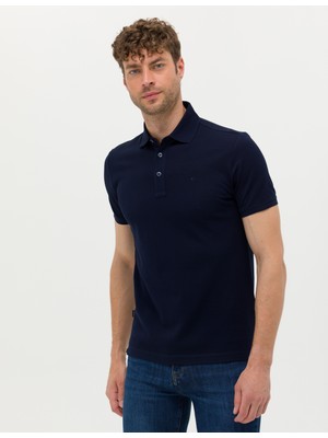 Pierre Cardin Erkek Lacivert Slim Fit Merserize Tişört 50274688-VR033