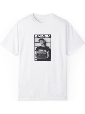 Bs Moda Unisex Rapstar Yıldızı Baskılı Beyaz Basic Tshirt