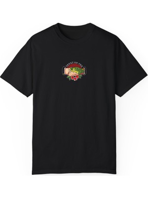Unisex Kimseye Güvenme Baskılı Siyah Basic Tshirt