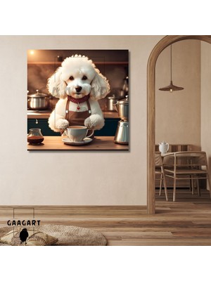 Kare Kanvas Kahve Köşesi Cafe Tablosu Barista Beyaz Poodle