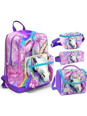 Coral High Ilkokul/ortaokul Çanta Seti ve Bel Çantası- Unicorn - Kız Çocuk