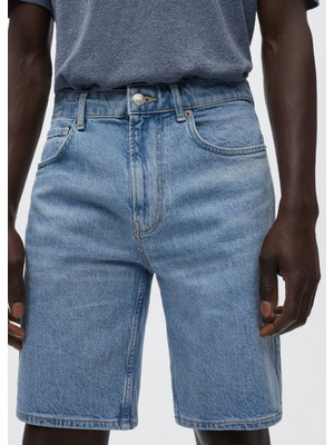 Mango Man Normal Kesim Denim Bermuda Şort