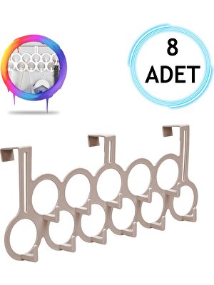Masho Trend 8 Adet Kahverengi Gondol Kapı Arkası Askılık - Çok Amaçlı Kapı Arkası Askılığı