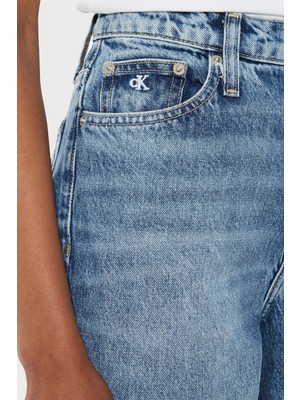 Calvin Klein Sert Pamuklu Yüksek Bel Mom Jeans J20J2236551A4 Kadın Kot Pantolon J20J223655 1A4