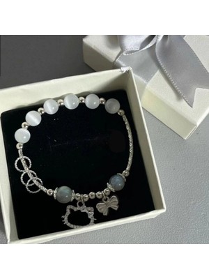 Bra2nd Grey Moon Bow Kt Kedi Çift Bracelet (Yurt Dışından)