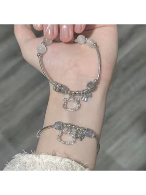 Bra2nd Grey Moon Bow Kt Kedi Çift Bracelet (Yurt Dışından)