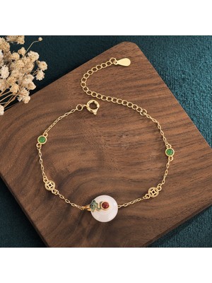 Bra2nd Hotan Jade Peace Buckle Bracelet Retro Style Eller Çubuklarını Imitate (Yurt Dışından)