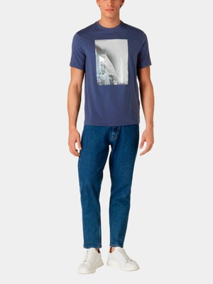 Armani Exchange Bisiklet Yaka Baskılı Lacivert Erkek T-Shirt 3dztkg ZJH4Z 65BM