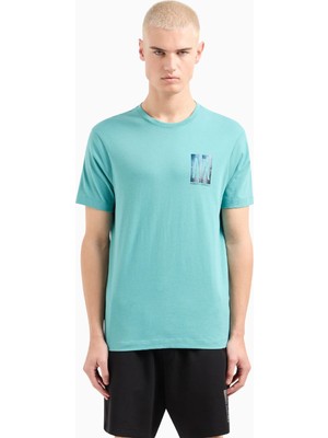 Armani Exchange Bisiklet Yaka Düz Turkuaz Erkek T-Shirt 3dztju ZJH4Z 15DG