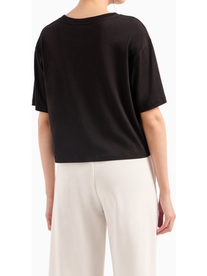 Armani Exchange Bisiklet Yaka Baskılı Siyah Kadın T-Shirt 3DYT06