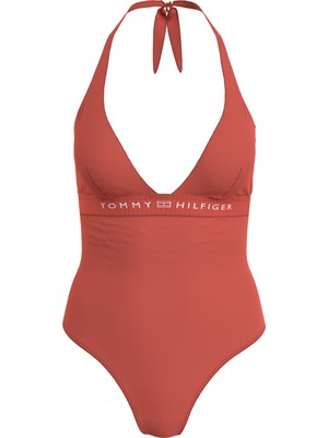 Tommy Hilfiger Kiremit Kadın Mayo Halter One Pıece Rp, Xms UW0UW05259