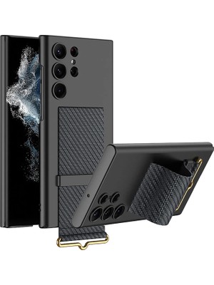 CoverZone  Samsung Galaxy S24  ile Uyumlu Karbon Parmak Tutuculu Stand Olabilen Kamera Koruma Çıkıntı Yükselti Magsafe ile Uyumlu Askı Kayış Askılı Ince Sert Rubber Kılıf Karbon Siyah