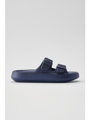 Ozyo Lily Lacivert Çift Bant Eva Platfrom Günlük Yazlık Plaj Terliği