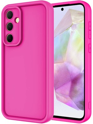 Bilişim Aksesuar Galaxy A35 Uyumlu Sah Kılıf Kamera Korumalı Zore Ananas Kapak-Pembe Koyu